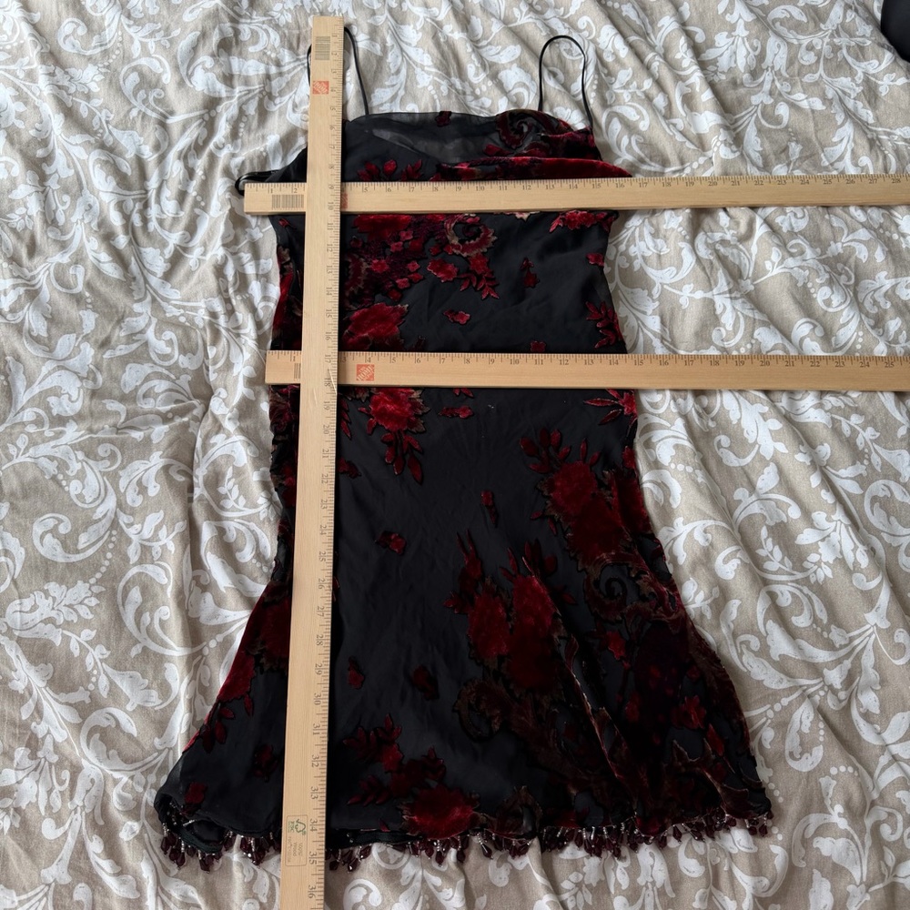 vintage 1990s betsey johnson burnt out velvet floral slip dress silk cowl neck - Picture 8 of 10
